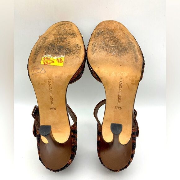 Manolo Blahnik Bronze Sequin/Leather Heels Size 39,5/9,5 - Picture 12 of 12